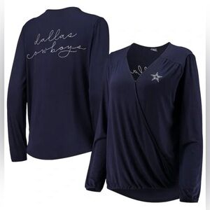 Dallas Cowboys Women's Meryl V-Neck Long Sleeve Blue T-Shirt Size M Casual NFL